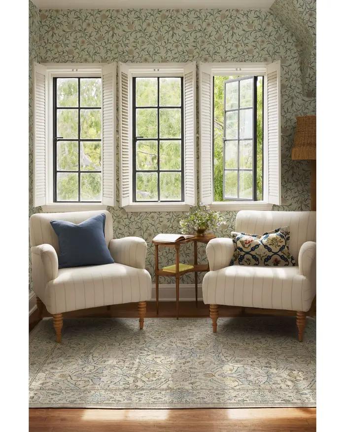 Turc Vintage Beige Floral Zone Lea William Instabilité Pierre Naturelle Tufté Lea Décor De Ferme