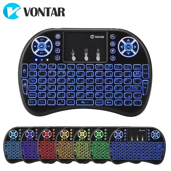 VONTAR i8 clavier sans fil russe anglais hébreu Version i8 + 2.4GHz Air Mouse pavé tactile portable pour Android TV BOX Mini PC