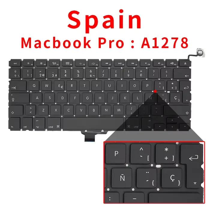 Clavier d'ordinateur portable pour Macbook Pro 13 "A1278 US UK russe allemand français espagne brésil italien Portugal PT turquie TR Thai