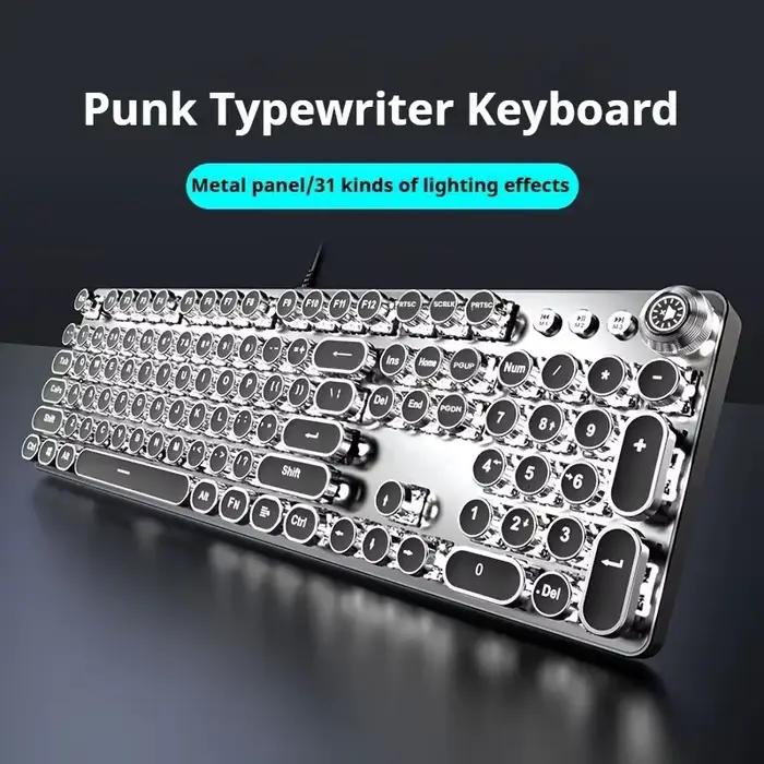 EWEADN Punk Machine à écrire clavier de jeu mécanique 104 touches