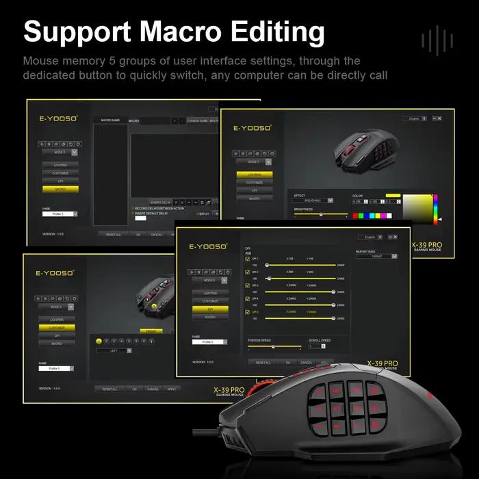 E-YOOSO X-39 USB filaire rvb souris de jeu 24000 DPI SG8960 19 boutons