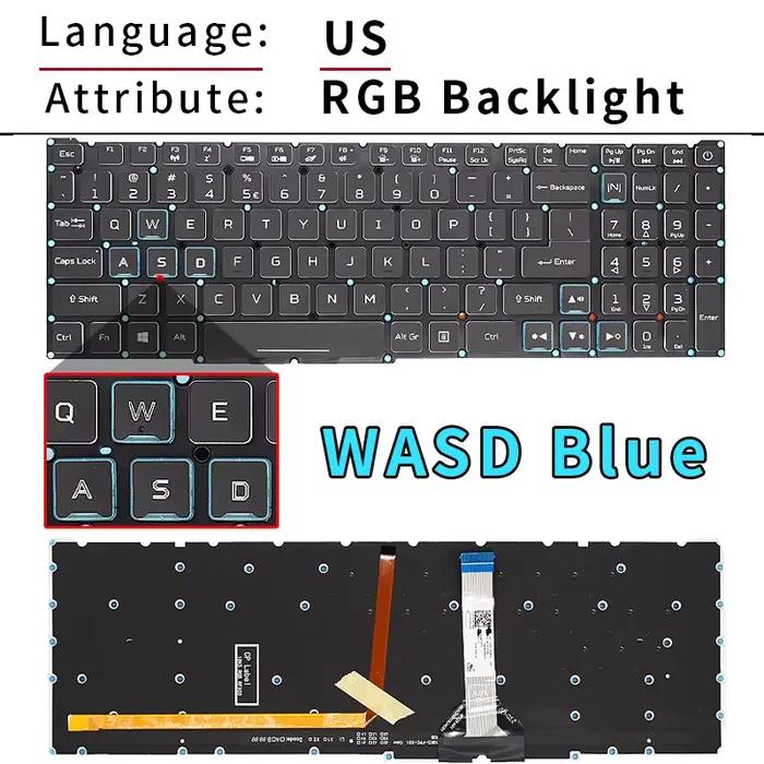 BE AZERTY PT-BR ITA RGB clavier rétro-éclairé pour Acer Nitro 5 AN517-54 AN517-41 AN515-45 Predator Helios 300 PH315-54 LG05P_N16B3L