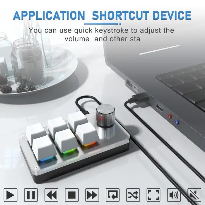 Clavier filaire à 6 touches et 1 bouton rotatif