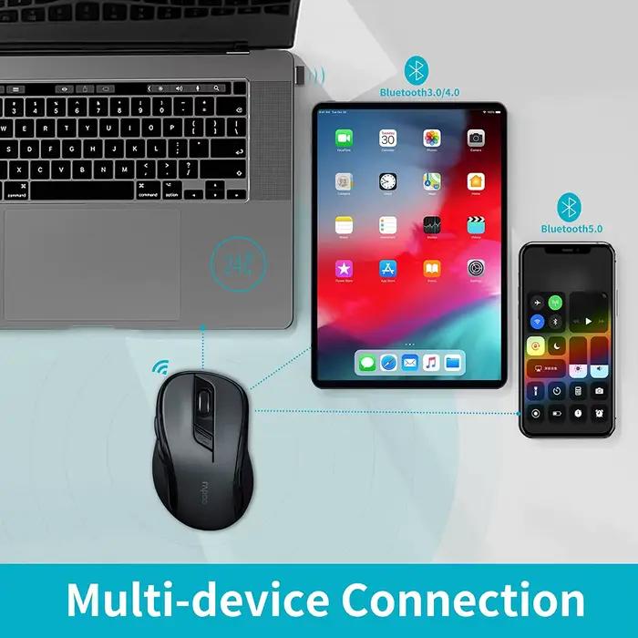 Rapoo-Souris Bluetooth sans fil ergonomique multi-appareils M500G