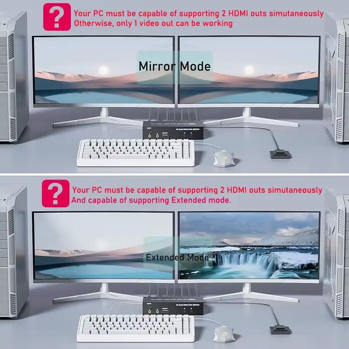 Commutateur KVM HDMI DisplayPort pour moniteur touristique