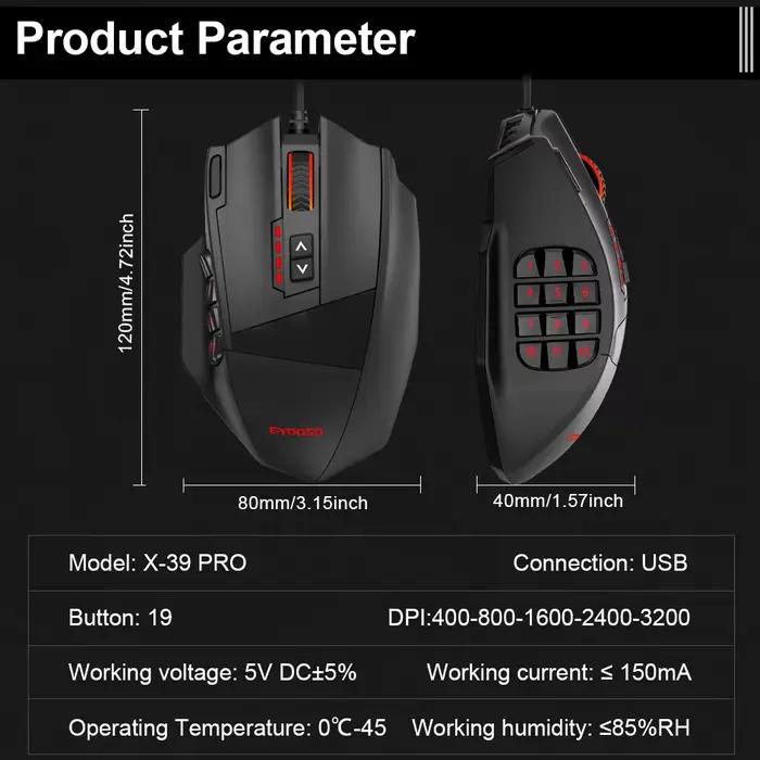 E-YOOSO X-39 USB filaire rvb souris de jeu 24000 DPI SG8960 19 boutons