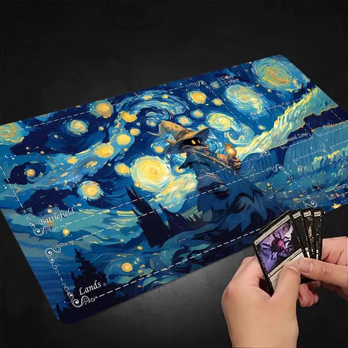 Tapis de jeu MTG artistique ciel étoilé et sorcier