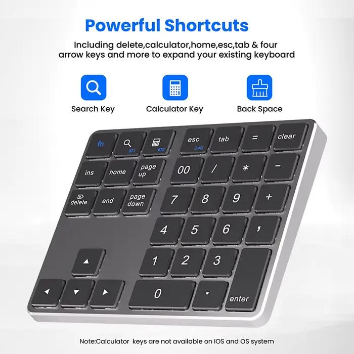 35 touches clavier numérique sans fil 2.4G double Bluetooth