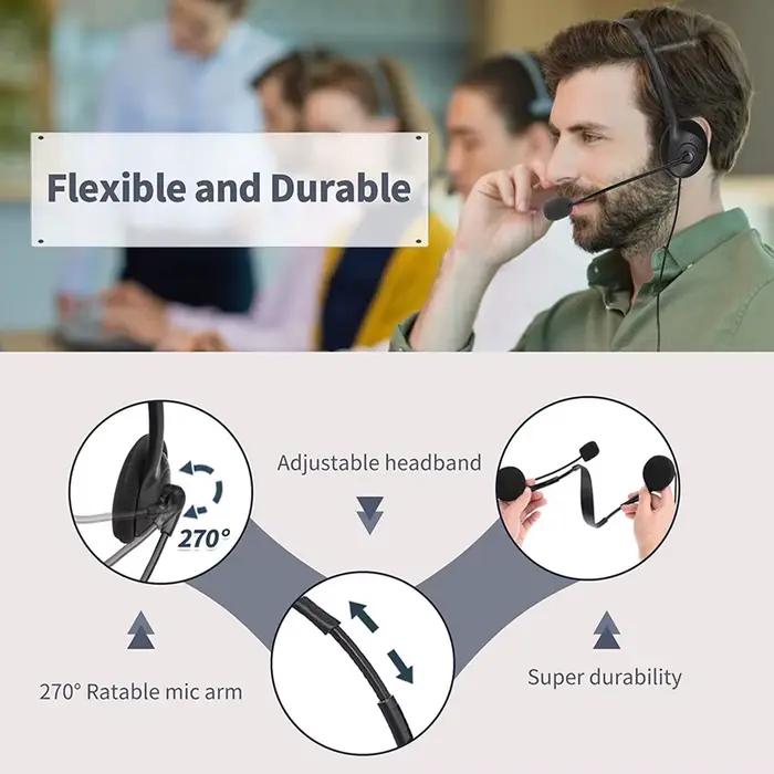 3.5mm/USB casque d'ordinateur avec Microphone antibruit chat réseau enseignement vidéoconférence stéréo filaire