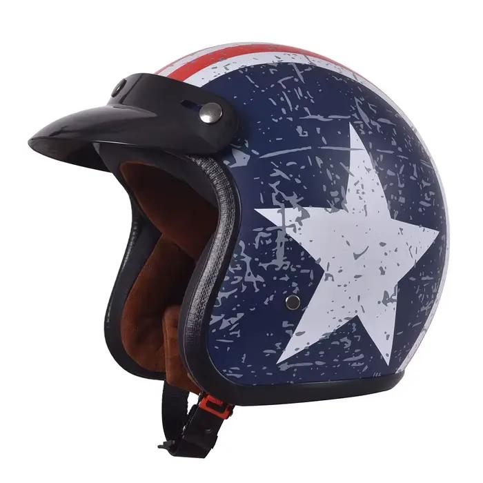 Casque de moto vintage homologué DOT, 3/4 ouvert, Casco Jet Scooter, unisexe, demi-casque 3/4 ouvert, vente en gros