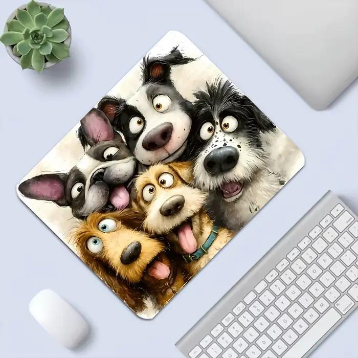 Tapis de souris, tapis de souris de jeu avec motif de chien en selfie