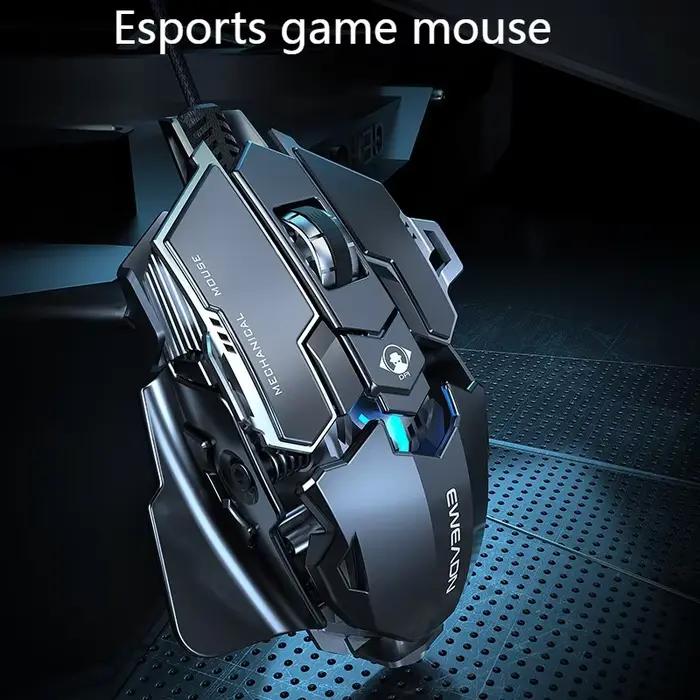 Souris de jeu mécanique en métal filaire ergonomique rvb rétro-éclairé