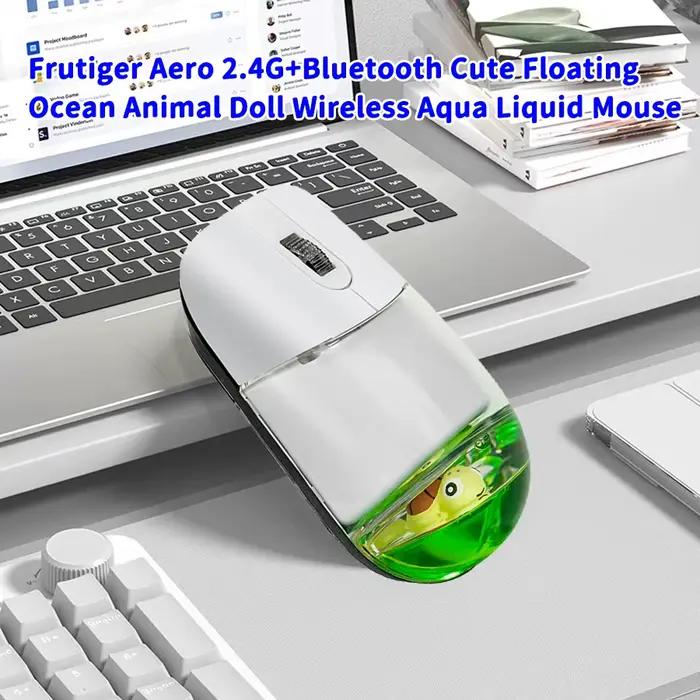 Frutiger Aero mignon flottant océan Animal poupée sans fil Aqua liquide souris 2.4G et Bluetooth