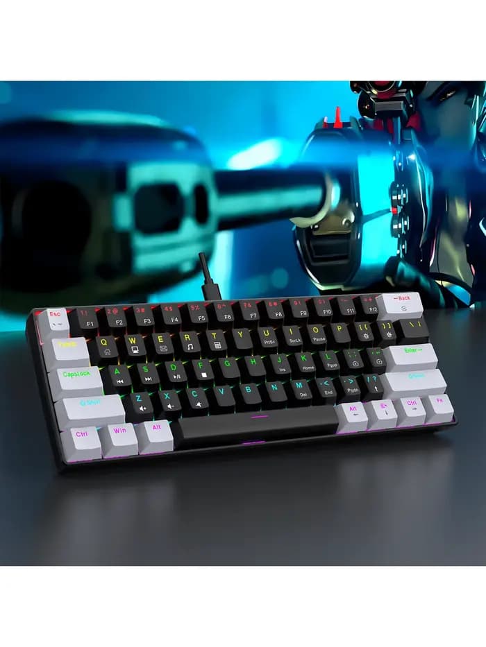 Clavier mécanique de jeu filaire 60%, rétroéclairé rvb, Mini disposition Ultra compacte pour joueurs PC/Mac et typistes, conception de voyage facile