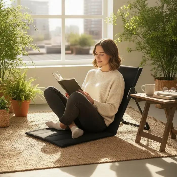 Tapis de plage pliable avec dossier, chaise longue pliable confortable, chaise longue pliable, mobilier durable et polyvalent