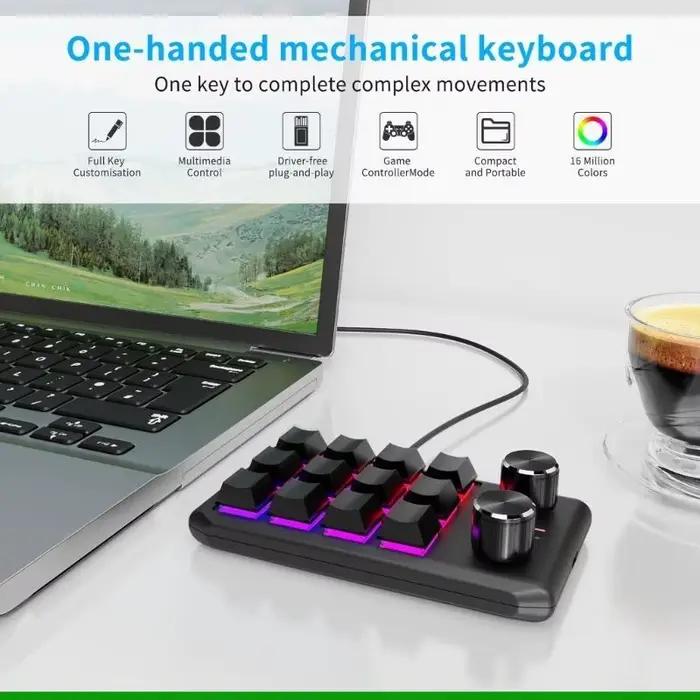 Clavier jeu à une main U55C avec rétroéclairage RVB 12 touches programmables
