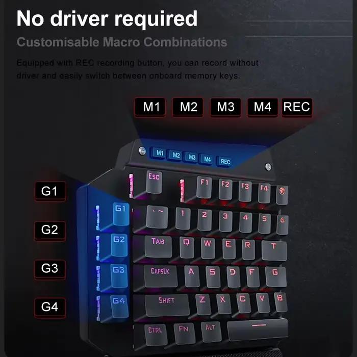 E-YOOSO K700 RGB à Une main Jeu Mécanique Filaire Clavier Rouge Commutateur 44 Clé Programmable Jeux pour Ordinateur PC Portable