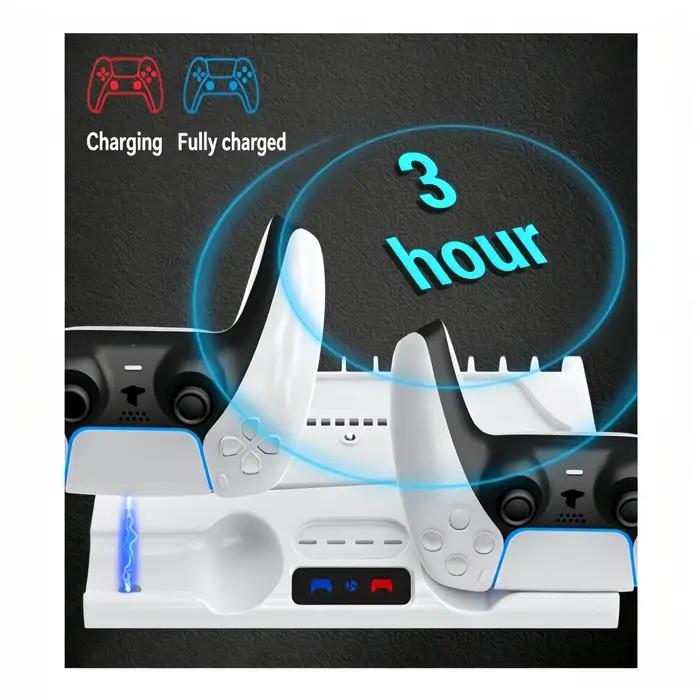Station de refroidissement et de charge PS5 Slim avec chargeur de manette et rangement pour jeux