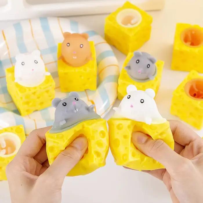 1/3/5 pièces Jouet anti-stress amusant à presser en forme de souris et de bloc de fromage
