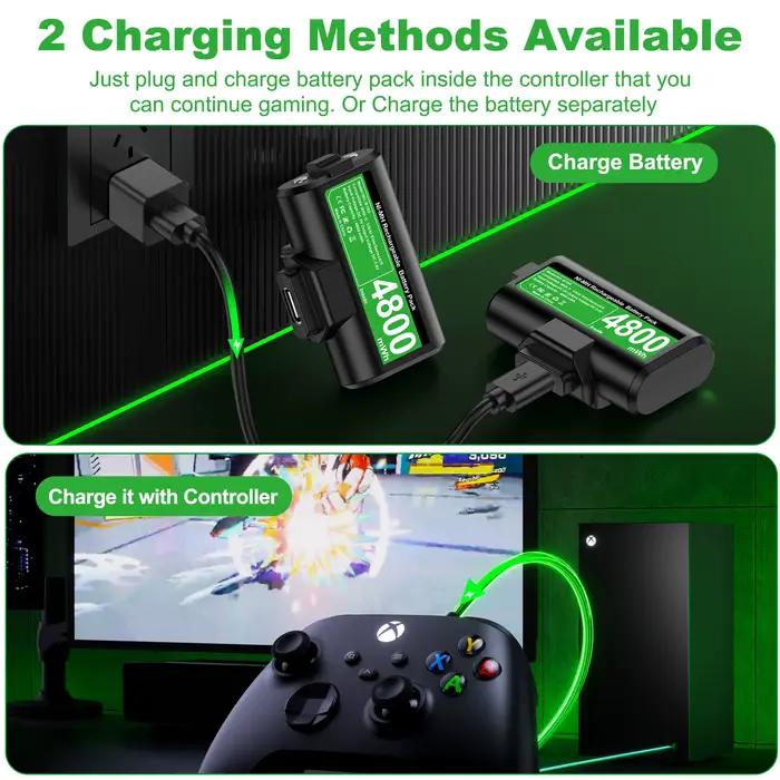 Batterie rechargeable BEBONCOOL B100 2 X4800mWh pour manette Xbox Series X/S/Xbox One S/X avec câble de charge