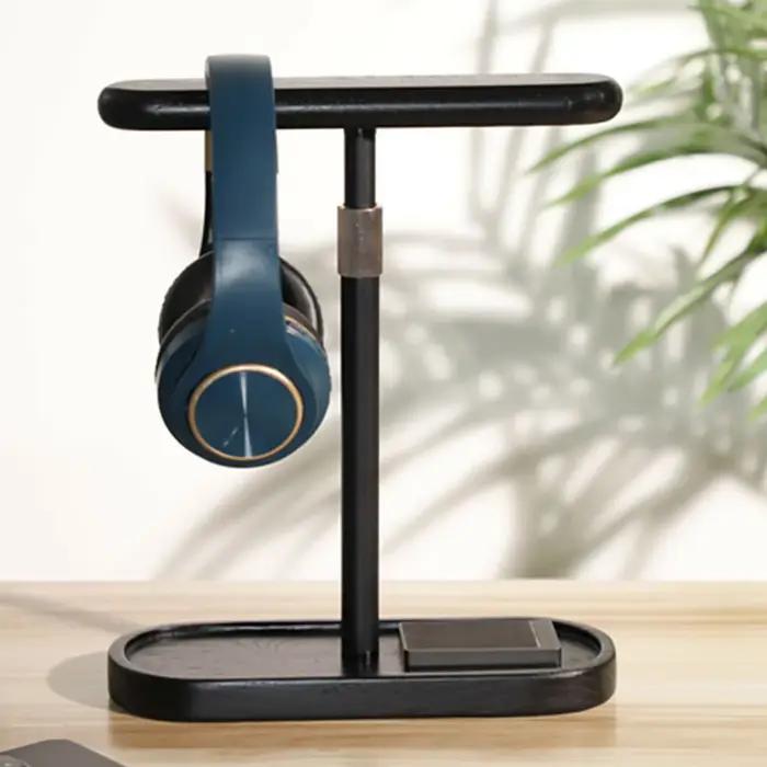 Support de casque de jeu en bois réglable en hauteur