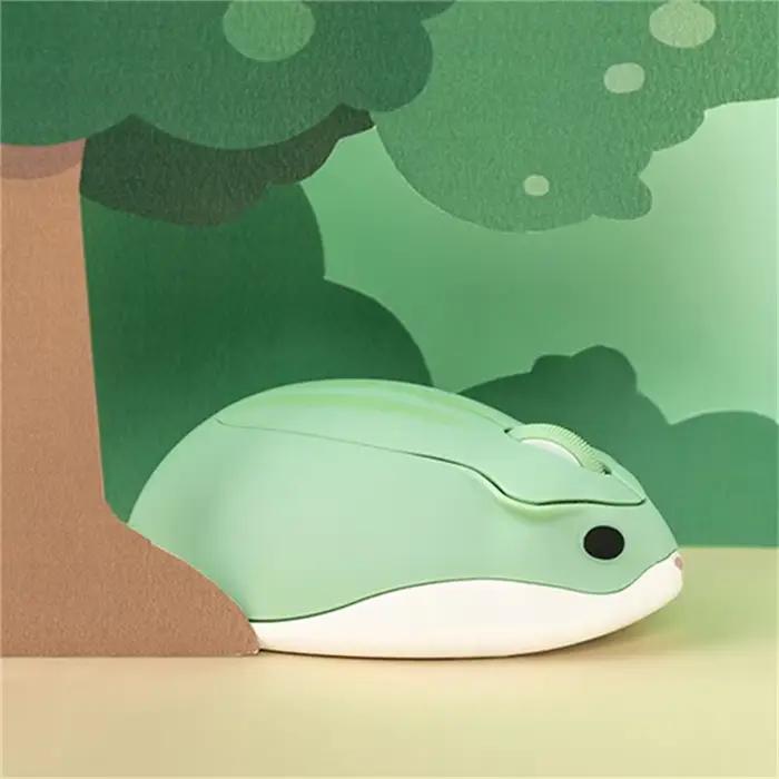 Ordinateur sans fil 2.4G souris dessin animé mignon Hamster forme USB Mause Mini optique ergonomique rose vert