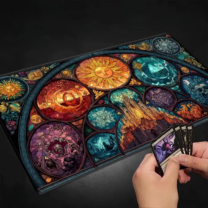 Tapis de jeu MTG style verre coloré à motif crâne