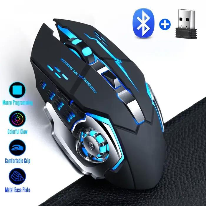 2.4G USB sans fil Bluetooth souris ergonomique silencieuse