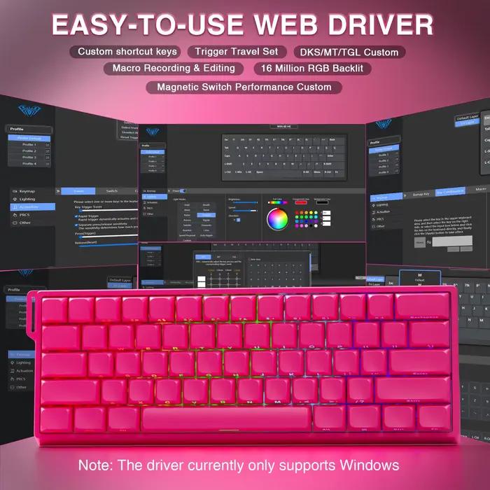 WIN60PRO clavier à interrupteur magnétique déclencheur rapide 8K retour RGB Hotswap 60% disposition