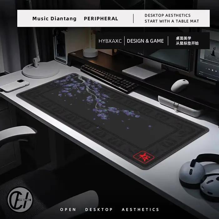 Tapis de souris de jeu noir japonais Sakura