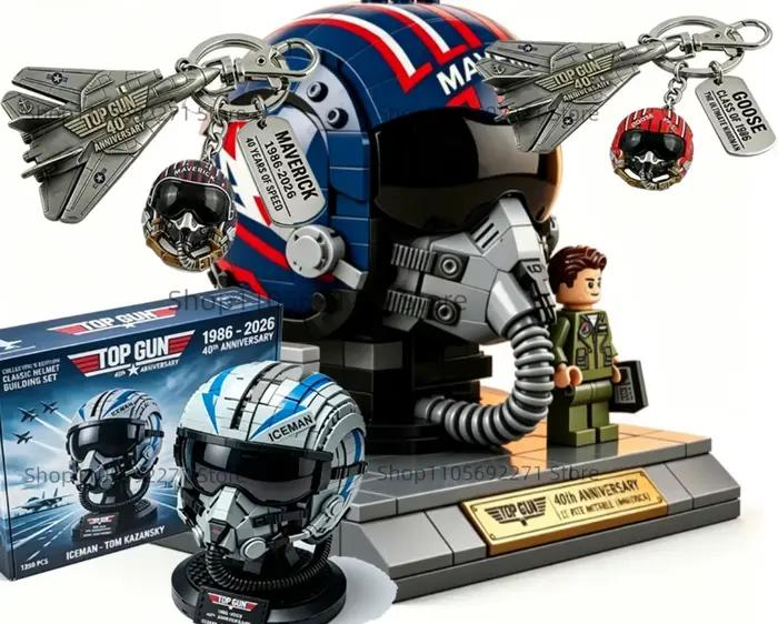 Casque de pilote inspiré du film Top Gun, figurine de collection 40e anniversaire, jouet exclusif pour les fans 2026, cadeau pour les décorations de fête ou de bureau
