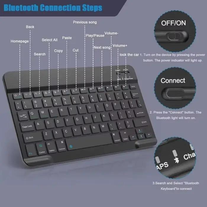Clavier Bluetooth pour iPad 10e génération, iPad Pro 13 12 11 10 9 8 7 pouces iPad Air 13 11e génération iPad Mini tablettes Samsung Xiaomi occasions spéciales travail étudiants