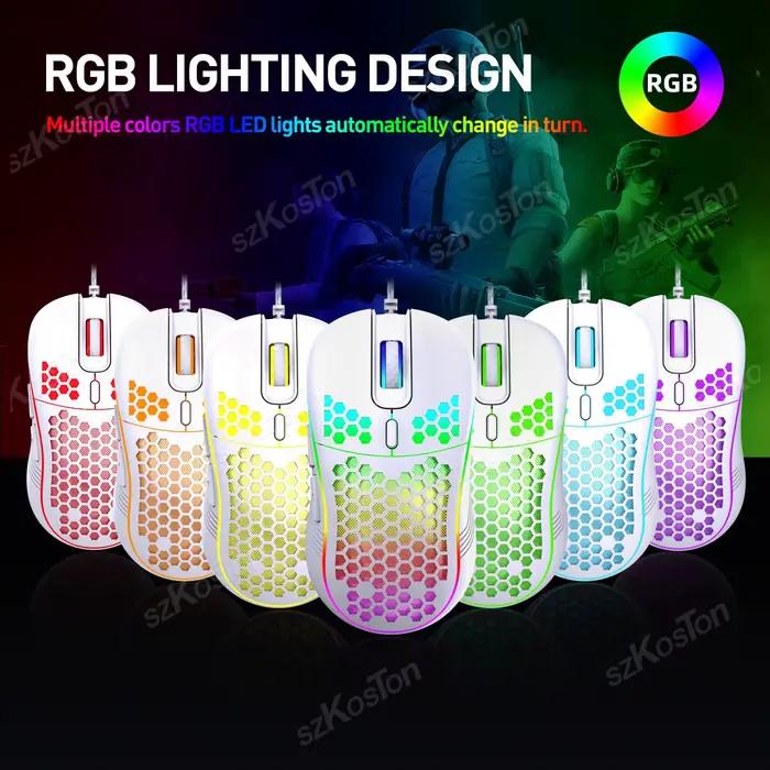 Souris de jeu filaire Honeycomb avec rétroéclairage RGB