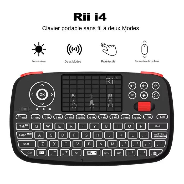 Mini Clavier Sans Fil Rii i4 Multifonctionnel Avec Pavé Tactile Pour Windows Android TV Box Smart TV Occasions Spéciales Jeux Multimédia