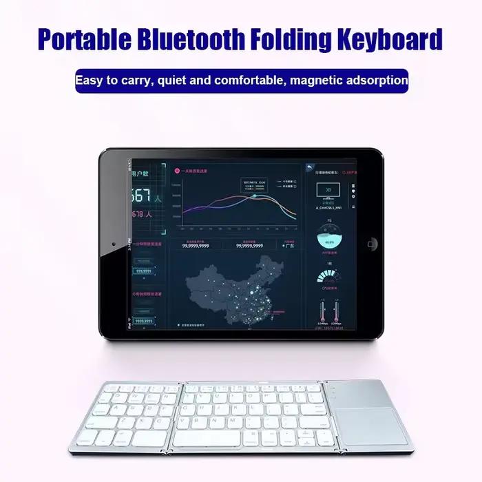 Clavier Bluetooth sans fil pliable avec pavé tactile claviers portables pliants pour PC Mac Smartphone Windows iOS Android