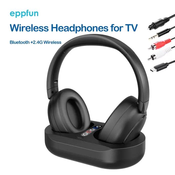 Ecouteurs sans fil eppfun Bluetooth 2.4G avec isolation phonique mousse à mémoire de forme pour musique, vidéo, méditation et sports