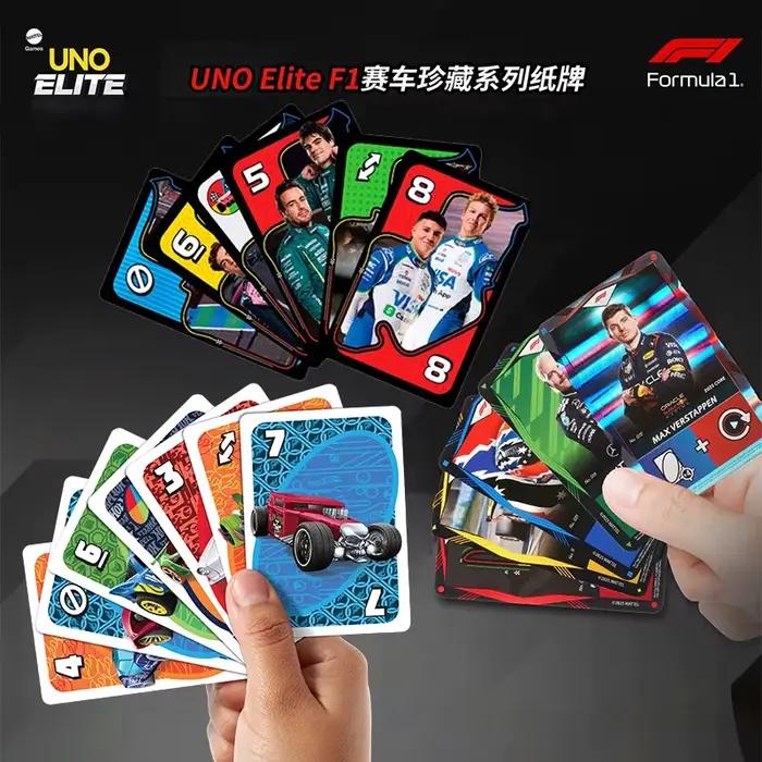 Nouveau jeu de cartes à collectionner authentique Mattel Uno Elite Hot Wheels X Formule 1 F1 Racing
