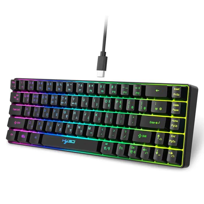 Clavier de jeu 68 touches USB filaire portable avec rétroéclairage RGB 20 couleurs
