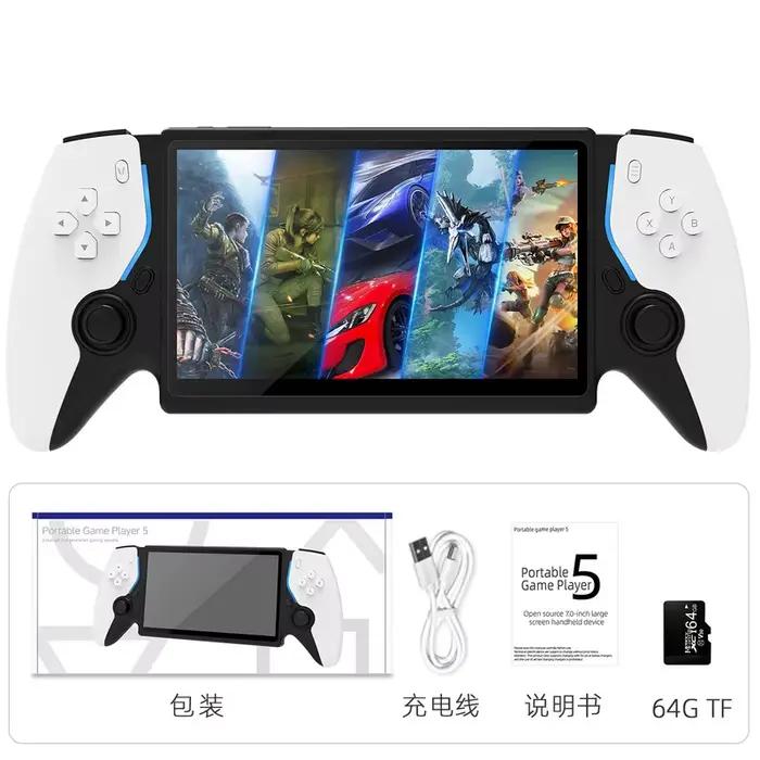 Nouveau PS5 7.0 pouces 64G système Open Source double contrôleur Console de jeu portable pour PSP Street Fighter compétition