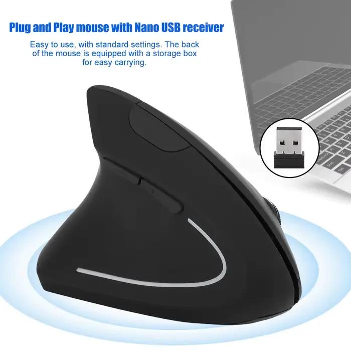 Souris gaucher gaucher 2.4GHz sans fil USB souris optique verticale ergonomique pour PC ordinateur portable souris optique sans fil