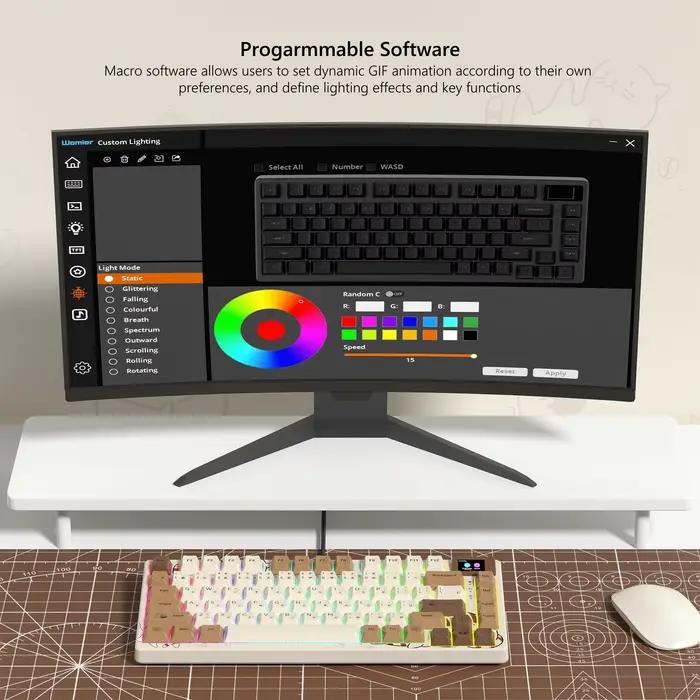 Clavier mécanique Womier S-K80 75% Coffee Cat avec écran OLED