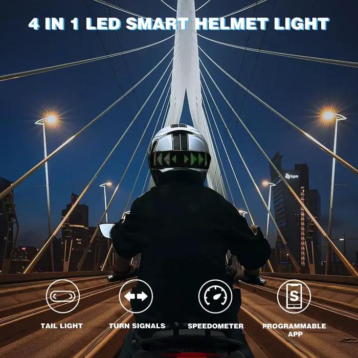 Feu arriere de casque led pour motards unisexe en polyester noir lumiere de signalisation pour casques et equipements de moto occasionnels