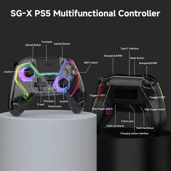 Manette de jeu transparente pour PS5/PC/iOS/Android/Steam