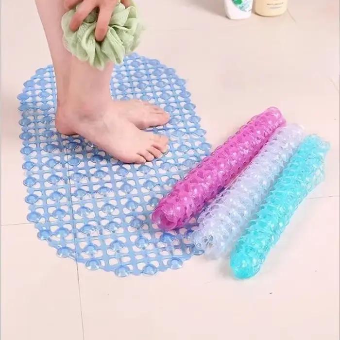 Tapis de bain antidérapant en PVC avec ventouse, tapis de douche souple, Massage, accessoires de salle de bain à domicile