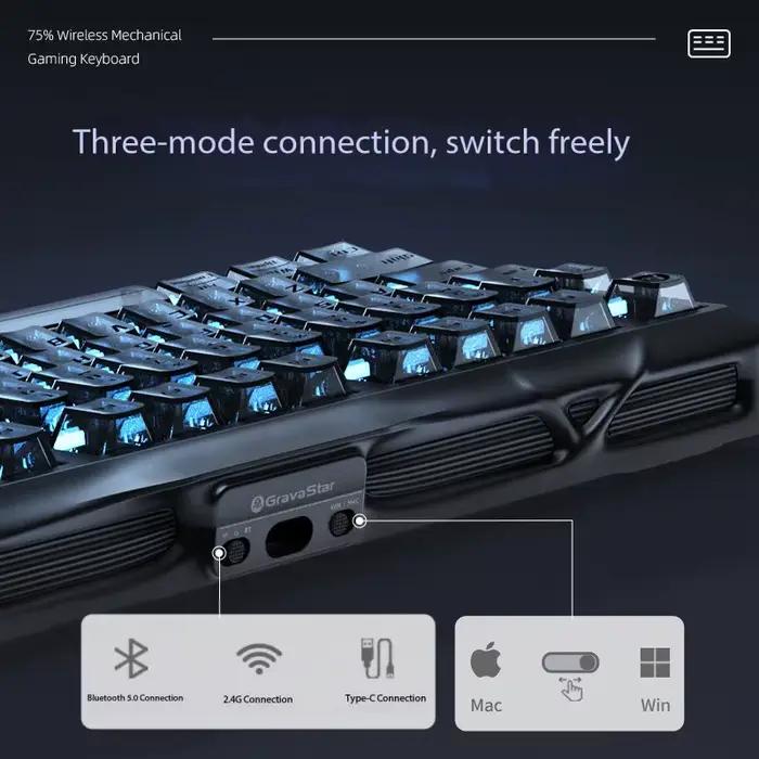 Clavier mécanique GravaStar K1 Unlimited Black Cocoon 75 colonnes pour la maison
