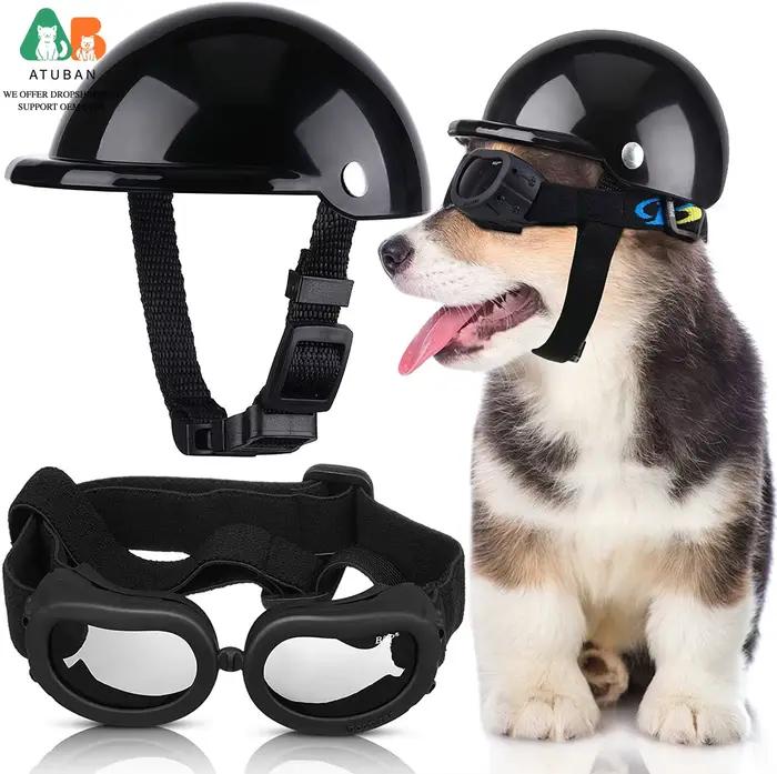 Casque et lunettes pour animaux de compagnie, casquette pour chien, chapeau pour chien, lunettes de soleil pour l'équitation, protection de sécurité des activités de plein air, animaux de compagnie