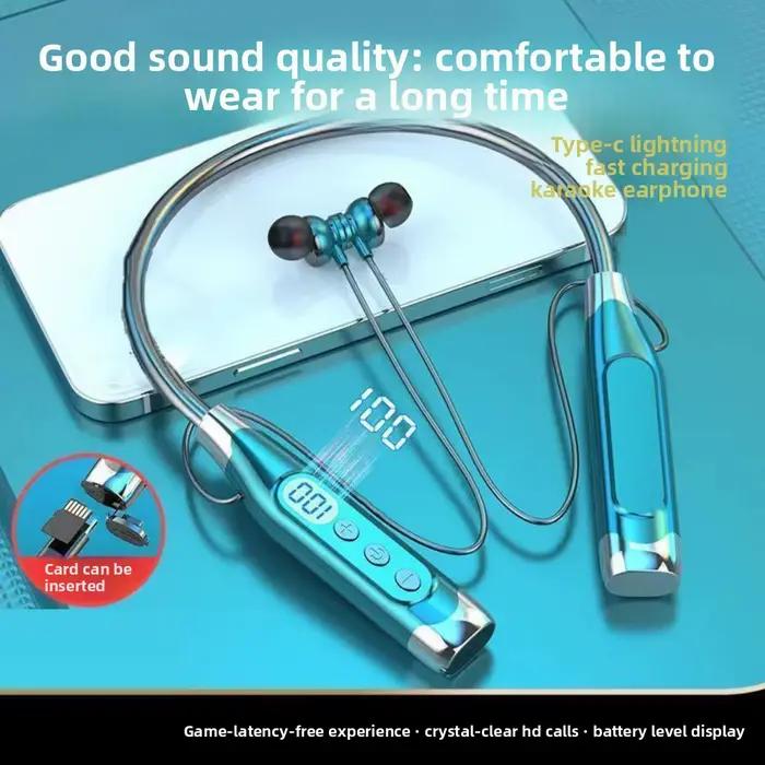 LED affichage numérique tour de cou casque étanche 3D stéréo sans fil Bluetooth écouteurs Mega Bass casques de sport montés sur le cou