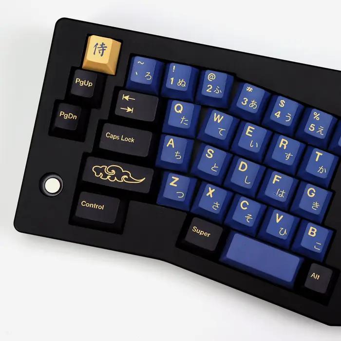 KBDiy japonais rétro bleu samouraï GMK Keycap cerise profil Alice ISO PBT Keycaps pour Aula clavier mécanique Gamer espace divisé