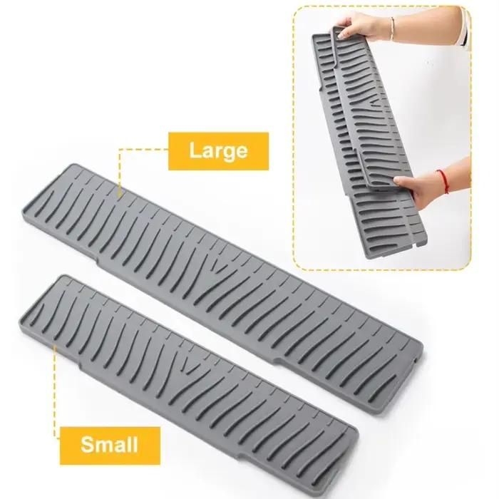 Ensemble de tapis de cuisine polyvalent: tapis de robinet anti-éclaboussures avec plateau anti-goutte pour le séchage de la vaisselle et l'éponge