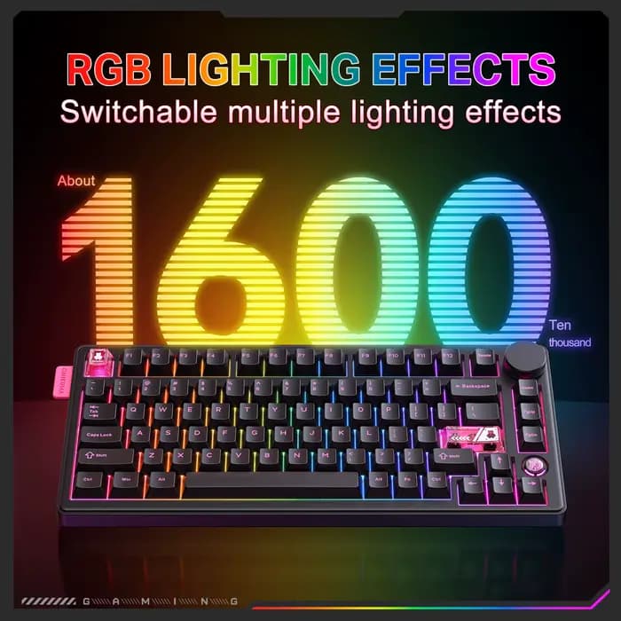 Onikuma 2025 nouveau clavier mécanique de jeu Mt706 Rgb 2.4g/filaire/Bt, clavier de jeu Pbt Rgb à 81 touches